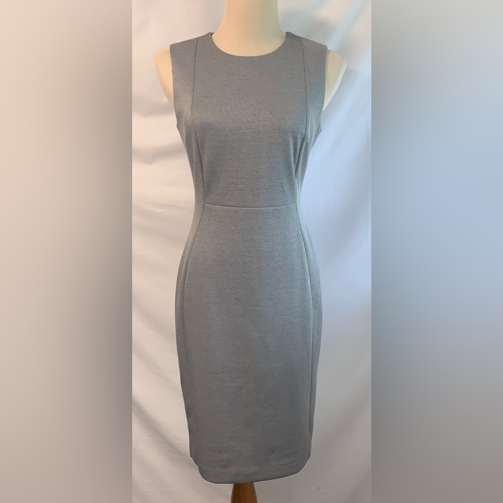 Calvin Klein Gray Sheath Pencil Dress Sleeveless Back Zip Size 6